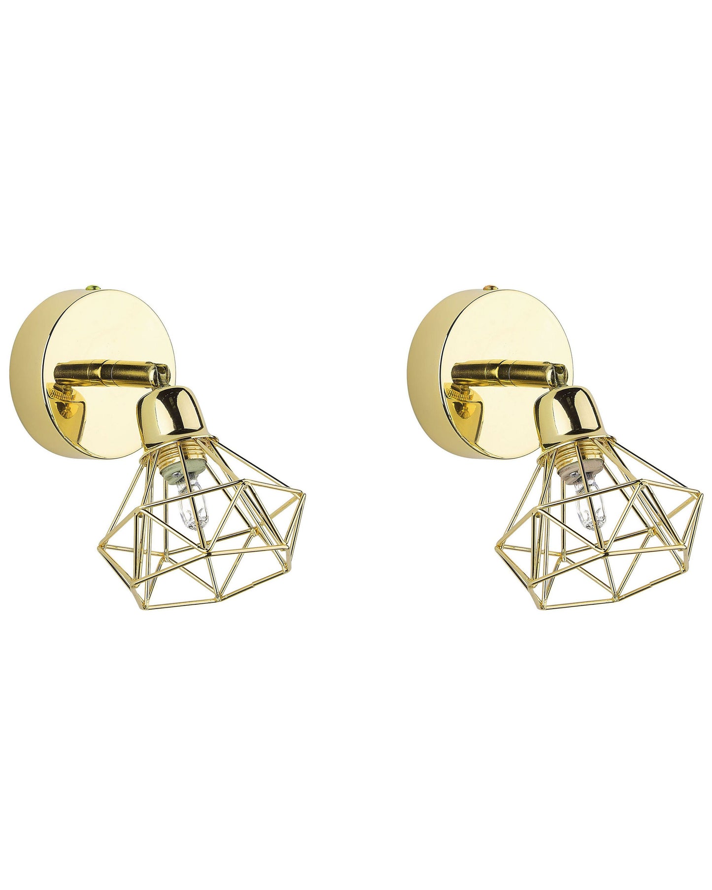 Wall Lamps Set Of 2 Gold Cage Shade Adjustable Modern