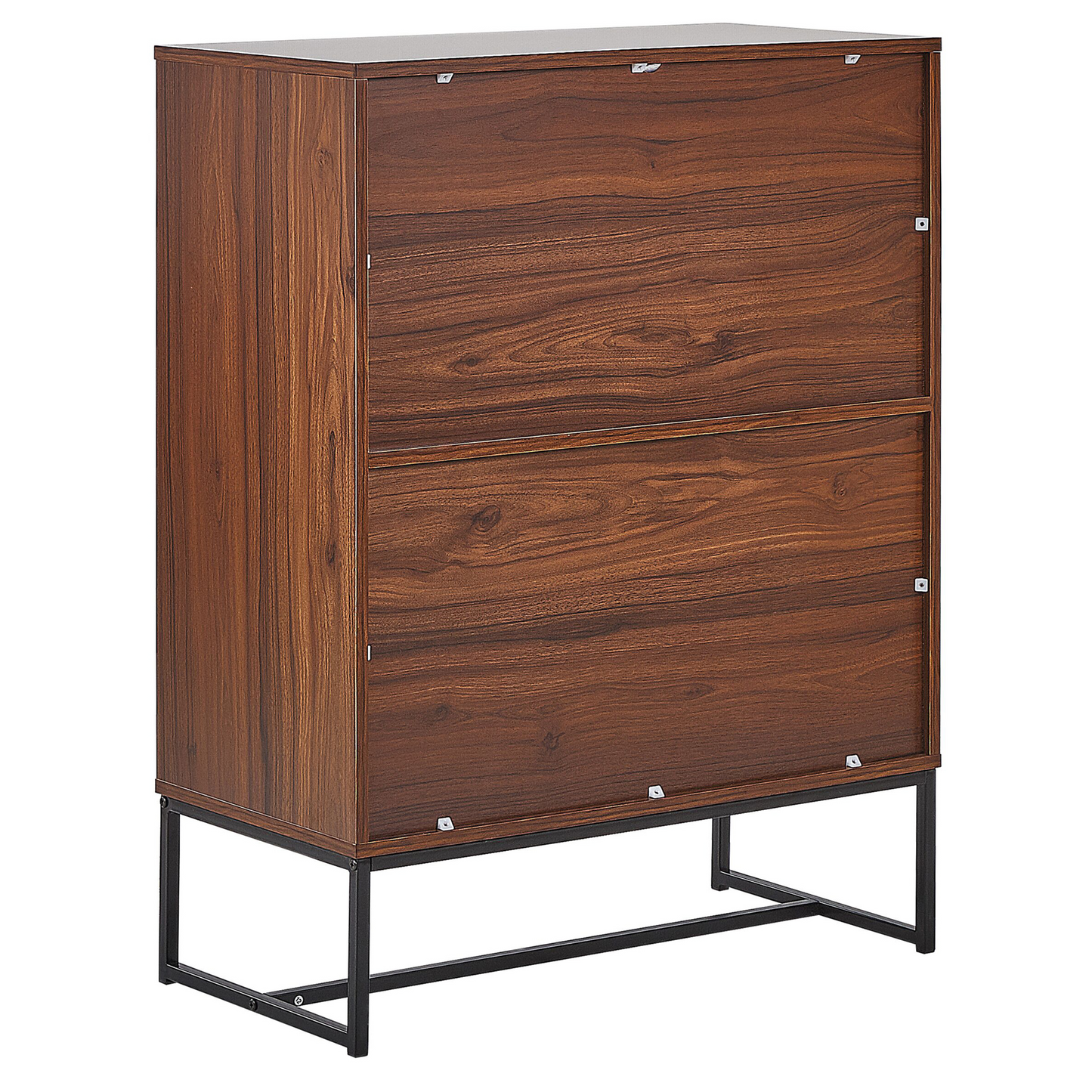 Sideboard Dark Brown With White Metal Legs 4 Doors 2 Compartments 100 x 76cm Modern Living Room Furniture
