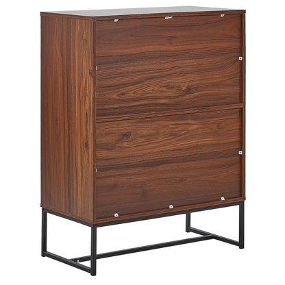 Sideboard Dark Brown With White Metal Legs 4 Doors 2 Compartments 100 x 76cm Modern Living Room Furniture