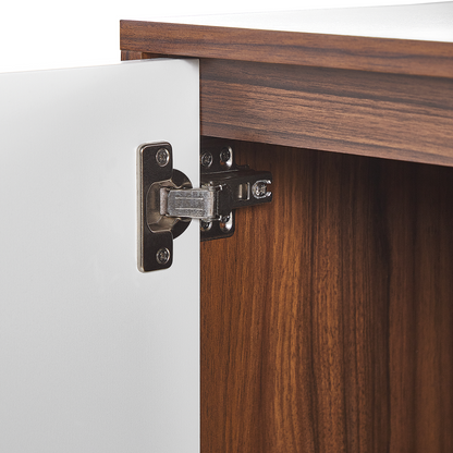 Sideboard Dark Brown With White Metal Legs 4 Doors 2 Compartments 100 x 76cm Modern Living Room Furniture