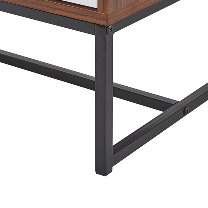 Sideboard Dark Brown With White Metal Legs 4 Doors 2 Compartments 100 x 76cm Modern Living Room Furniture