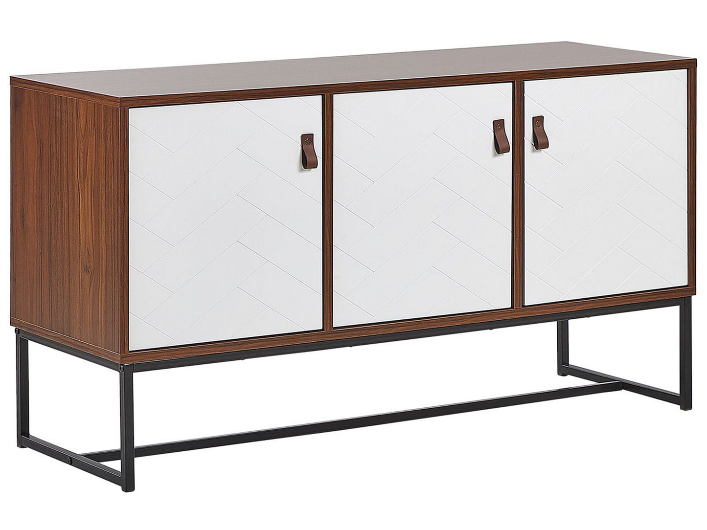 Sideboard 62 x 112cm Dark Brown White Metal Legs TV Stand