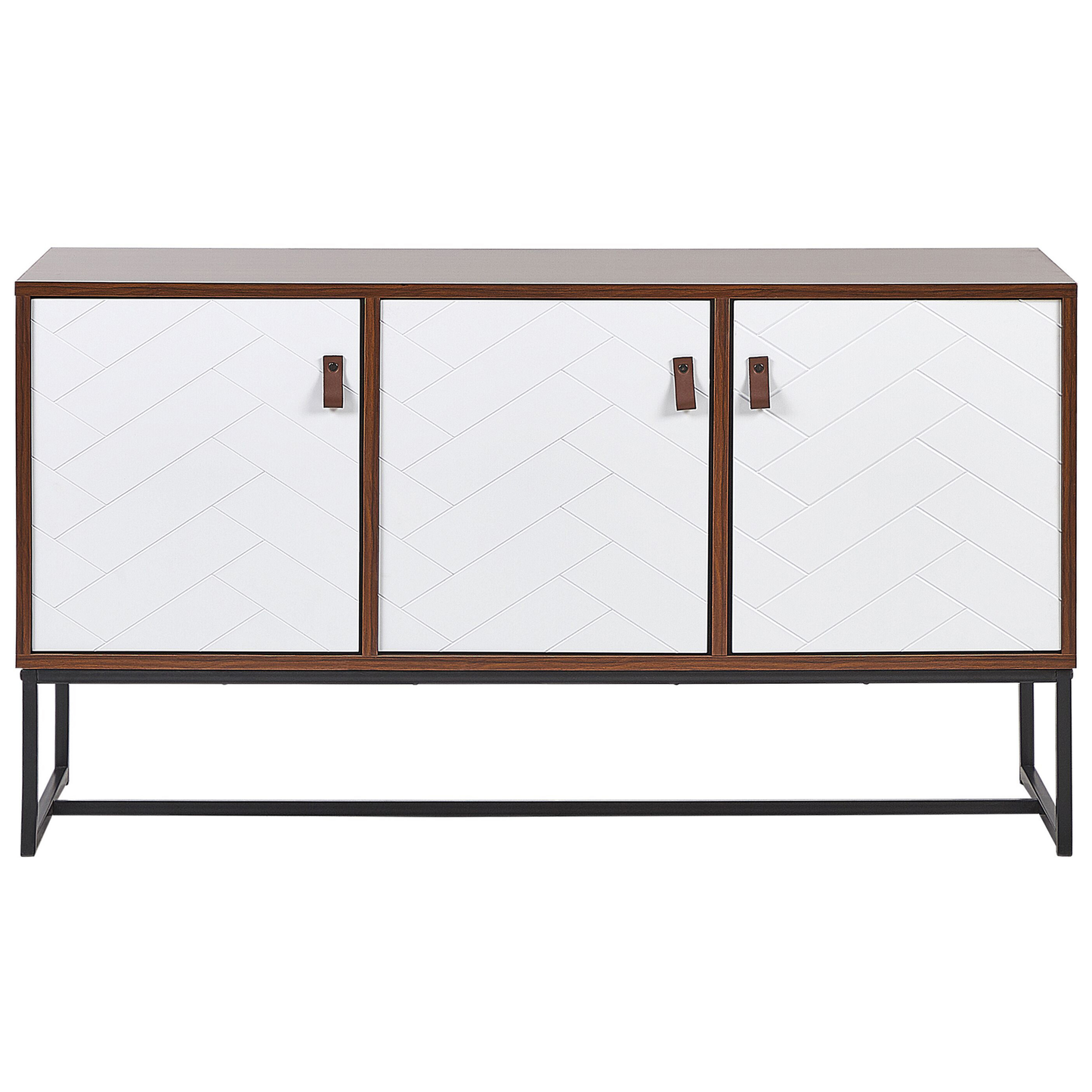 Sideboard 62 x 112cm Dark Brown White Metal Legs TV Stand