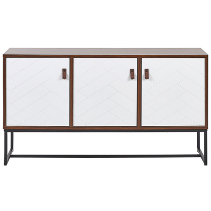 Sideboard 62 x 112cm Dark Brown White Metal Legs TV Stand