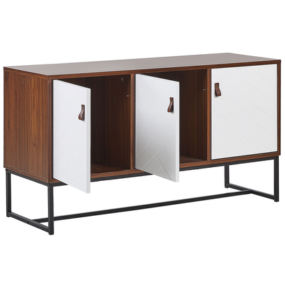 Sideboard 62 x 112cm Dark Brown White Metal Legs TV Stand