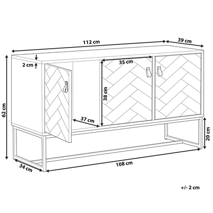 Sideboard Light Brown 62 x 112cm TV Stand 3 Doors