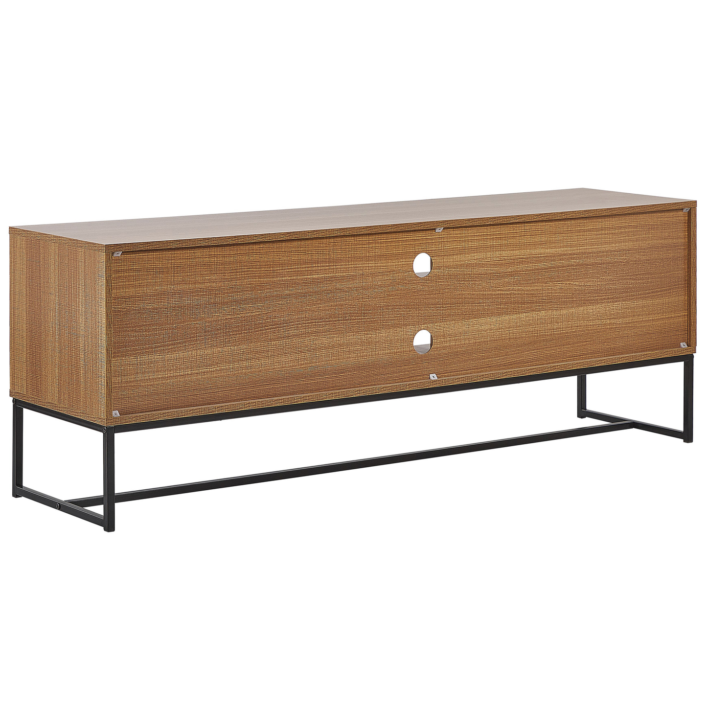 TV Stand Light Brown With White Metal Legs For 75 Inch TVs Modern Media Console With Cable Management