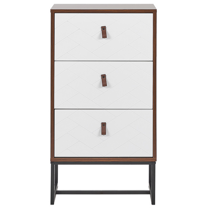 Chest Of Drawers Dark Brown With White Metal Legs Storage Cabinet Dresser 91 By 49cm Modern Traditional Living Room