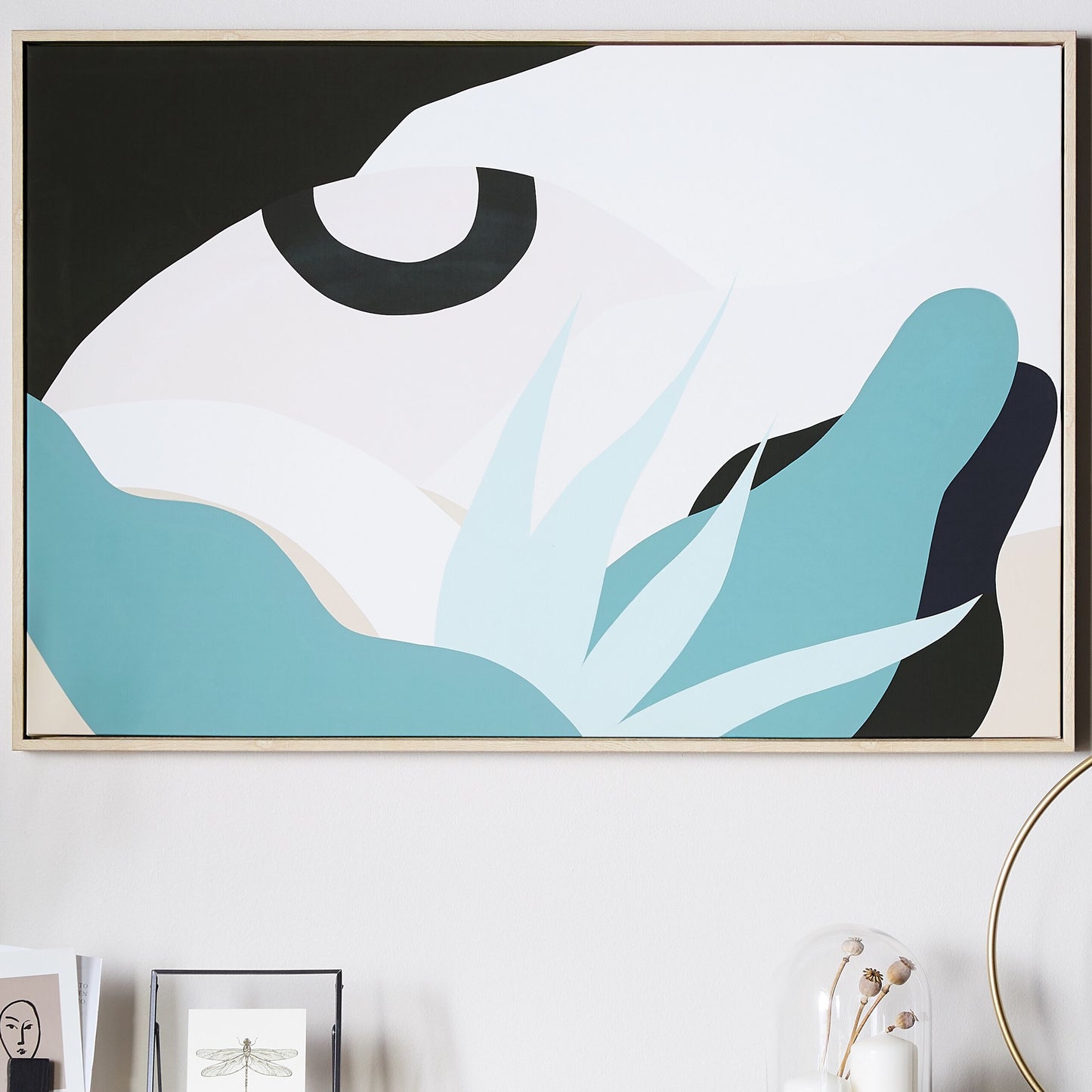 Palm Leaf Framed Canvas Wall Art Black Gold 93 x 63cm