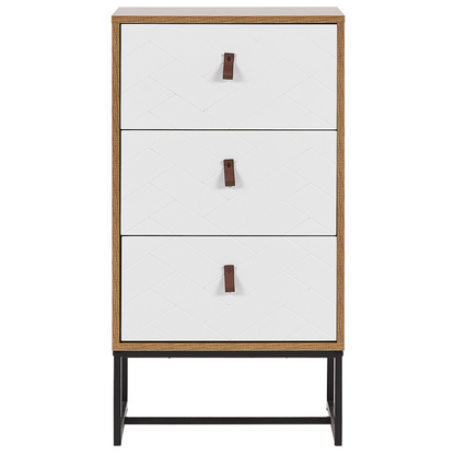 Light Brown Chest Of Drawers With White Metal Legs 3 Drawer