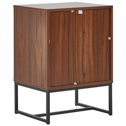 Bedside Table Dark Brown White Metal Legs 69 x 49cm