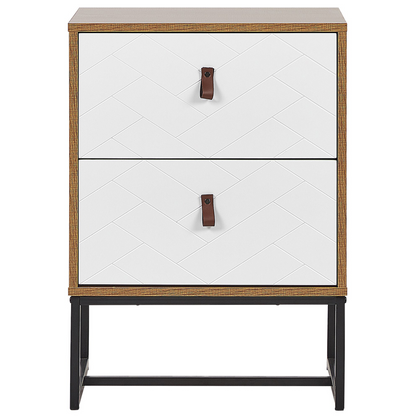Bedside Table 69 x 49 Light Brown With White Metal Legs