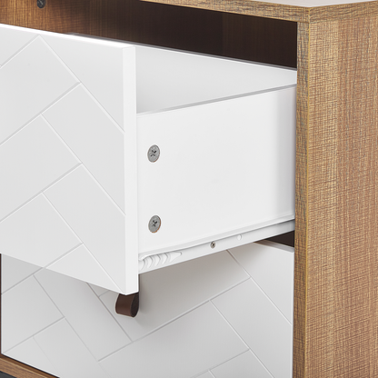 Bedside Table 69 x 49 Light Brown With White Metal Legs