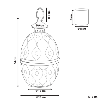 Lantern Gold Metal 34cm Glass Candle Holder Openwork Egg