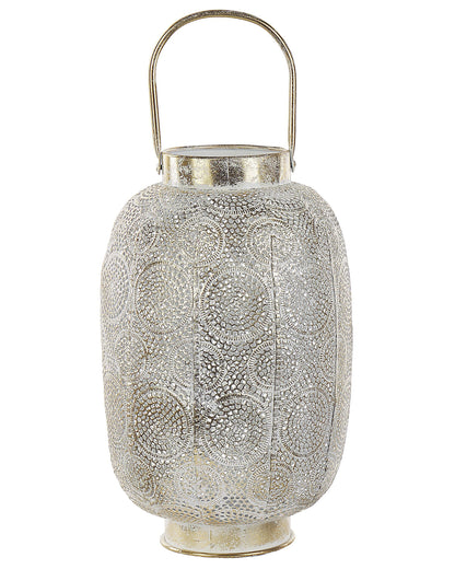 Lantern Gold Metal 40cm Glass Candle Holder