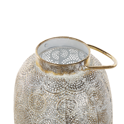 Lantern Gold Metal 40cm Glass Candle Holder