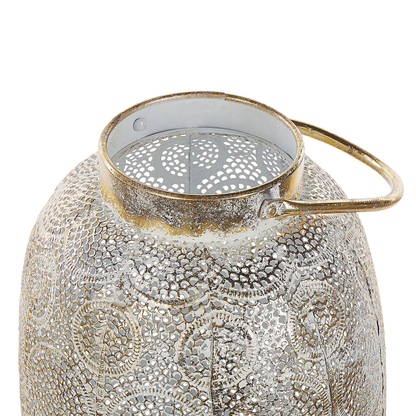 Lantern Gold Metal 30cm Glass Holder Boho Oriental Openwork