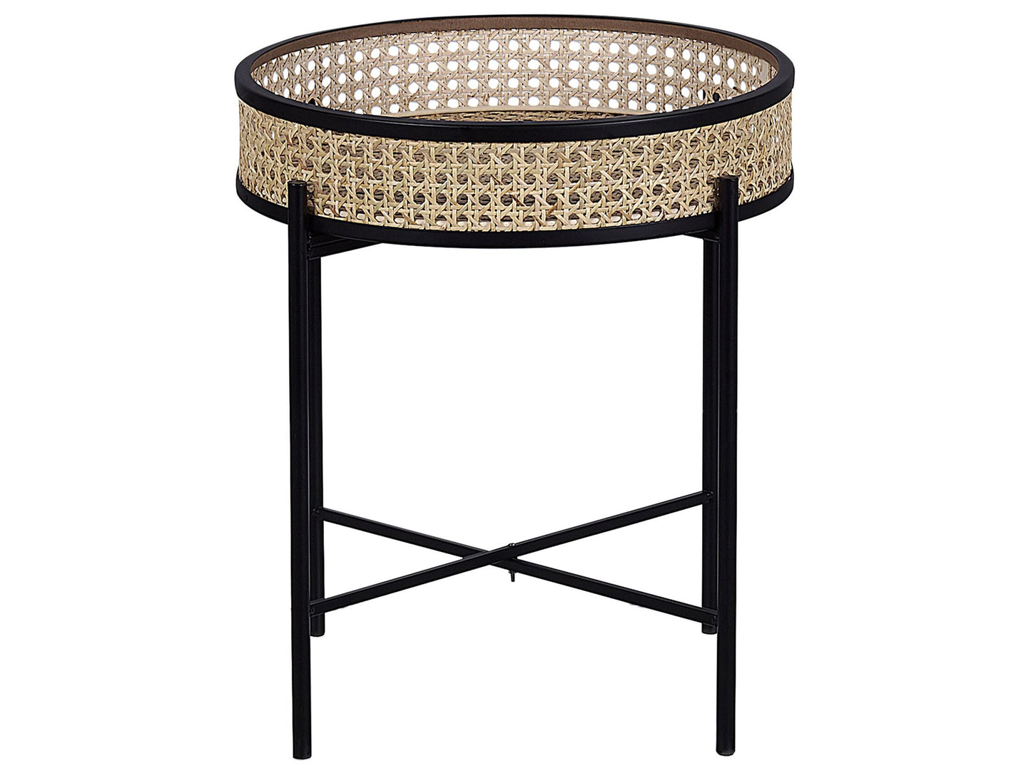 Detachable Top Round Side Table Black Metal ?36cm