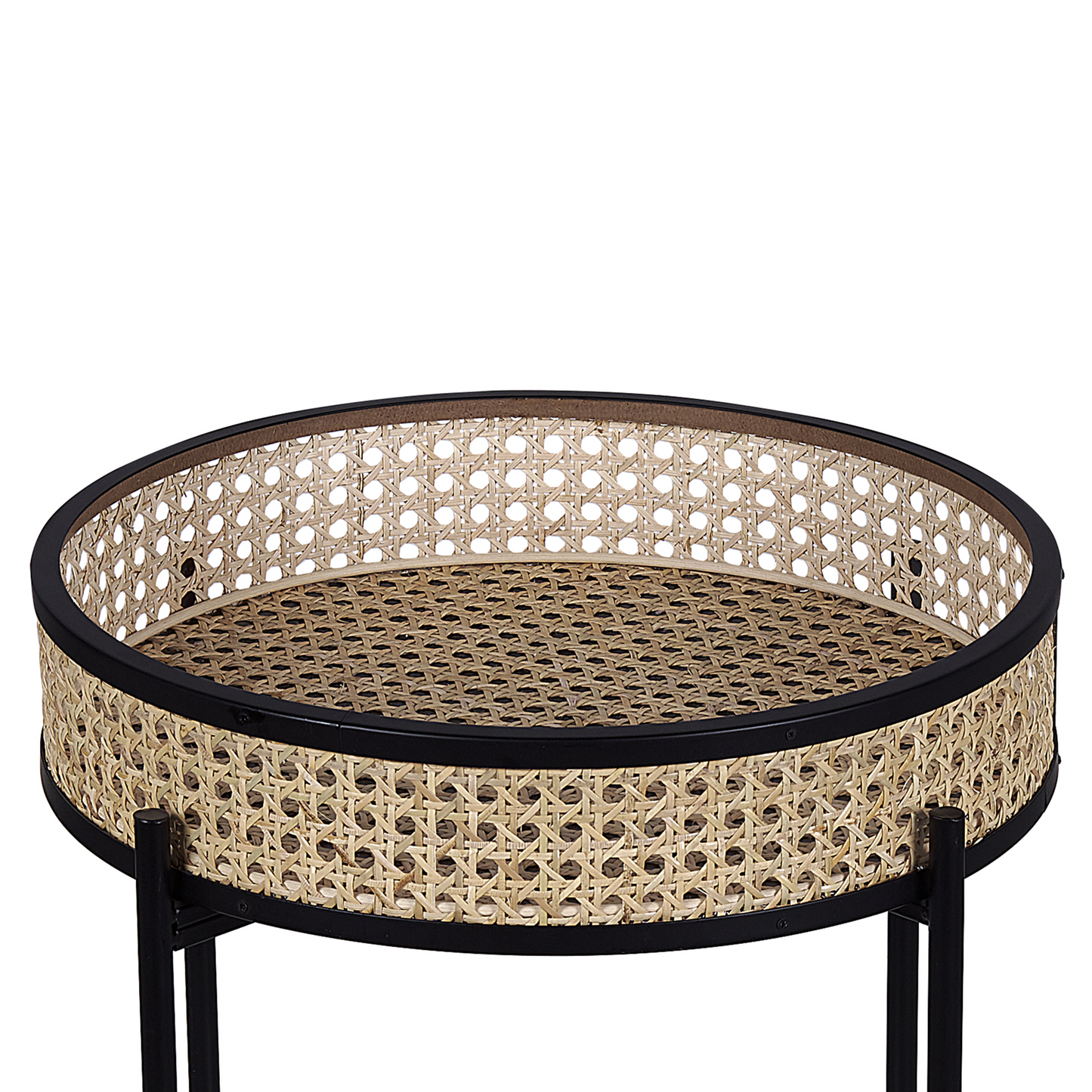 Detachable Top Round Side Table Black Metal ?36cm