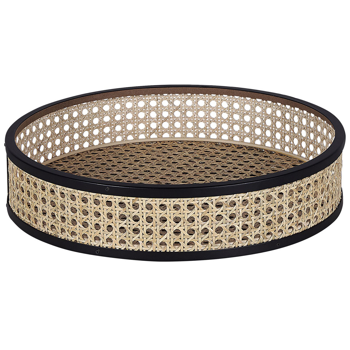 Detachable Top Round Side Table Black Metal ?36cm