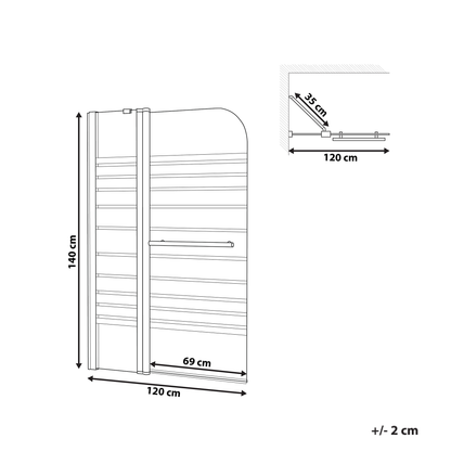 Shower Bath Screen Doors 140 x 120cm Adjustable Frosted Glass