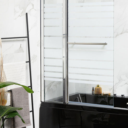 Shower Bath Screen Doors 140 x 120cm Adjustable Frosted Glass