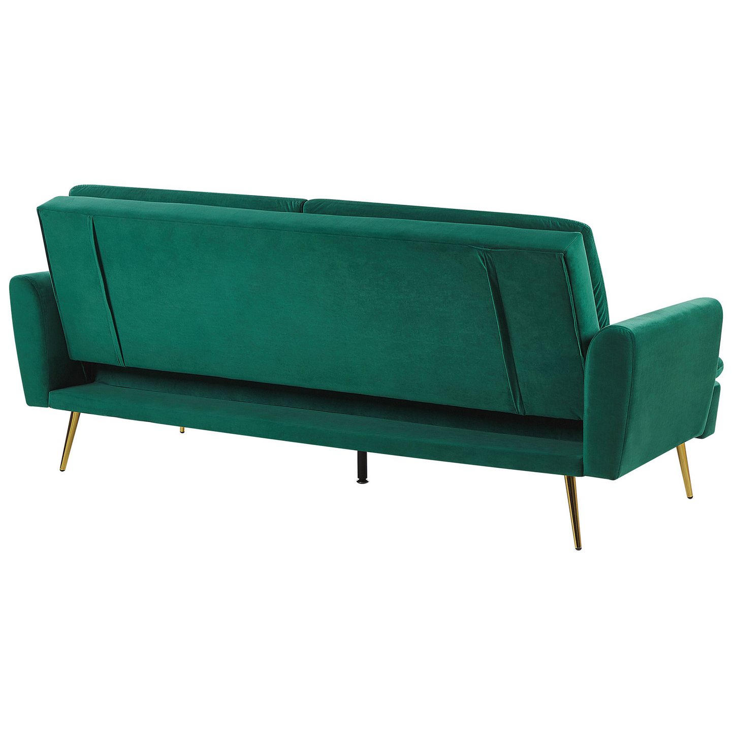 Sofa Bed Dark Green 3 Seater Click Clack Golden Legs
