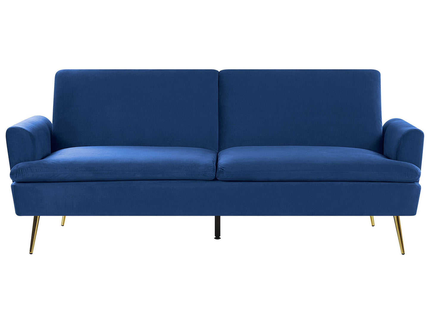 Velvet Sofa Bed Navy Blue 3 Seater Click Clack Gold Legs