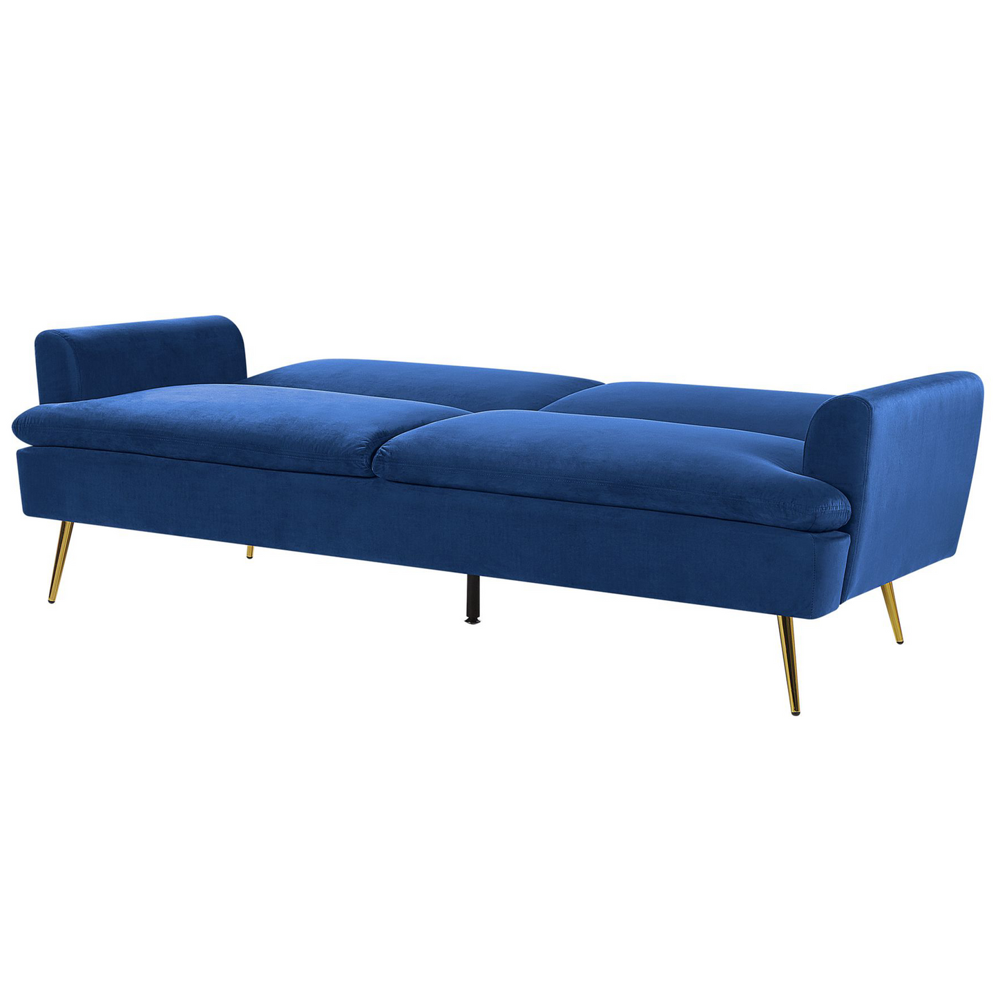 Velvet Sofa Bed Navy Blue 3 Seater Click Clack Gold Legs