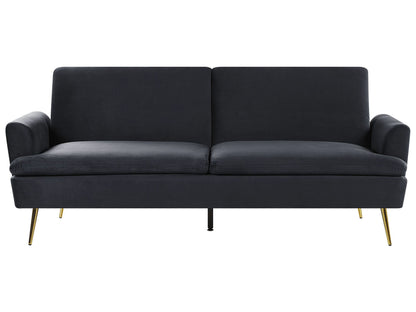 3 Seater Sofa Bed Black Click Clack Gold Legs