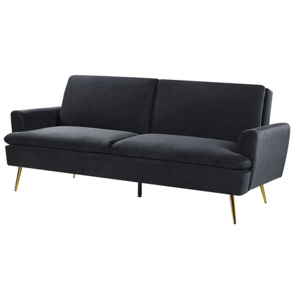 3 Seater Sofa Bed Black Click Clack Gold Legs