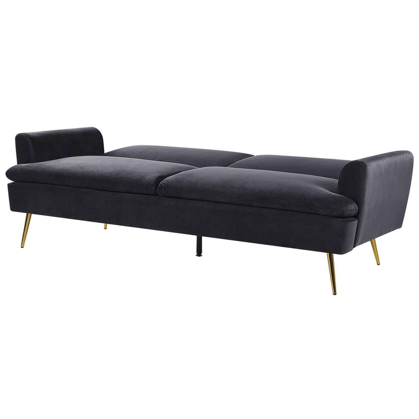 3 Seater Sofa Bed Black Click Clack Gold Legs
