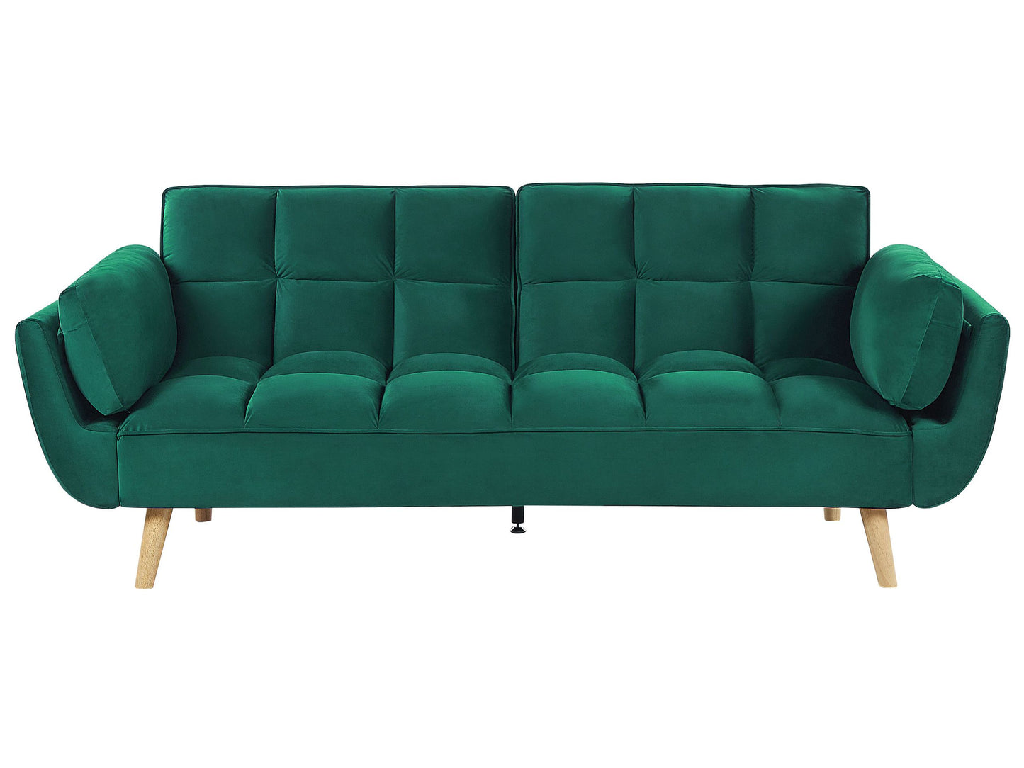 Velvet Sofa Bed 3 Seater Green With Wooden Legs Split Back