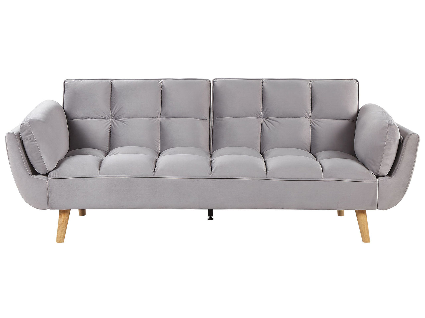 Velvet Sofa Bed Light Grey 3 Seater With Wood Legs