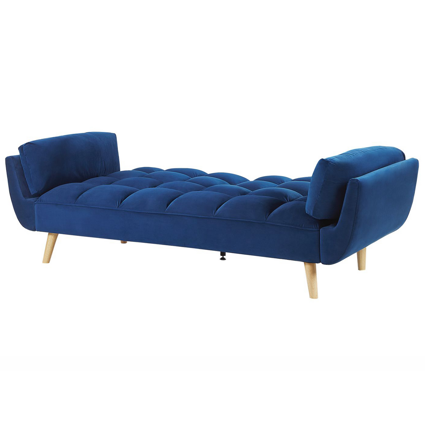 Sofa Bed Navy Velvet 3 Seater With Wooden Legs