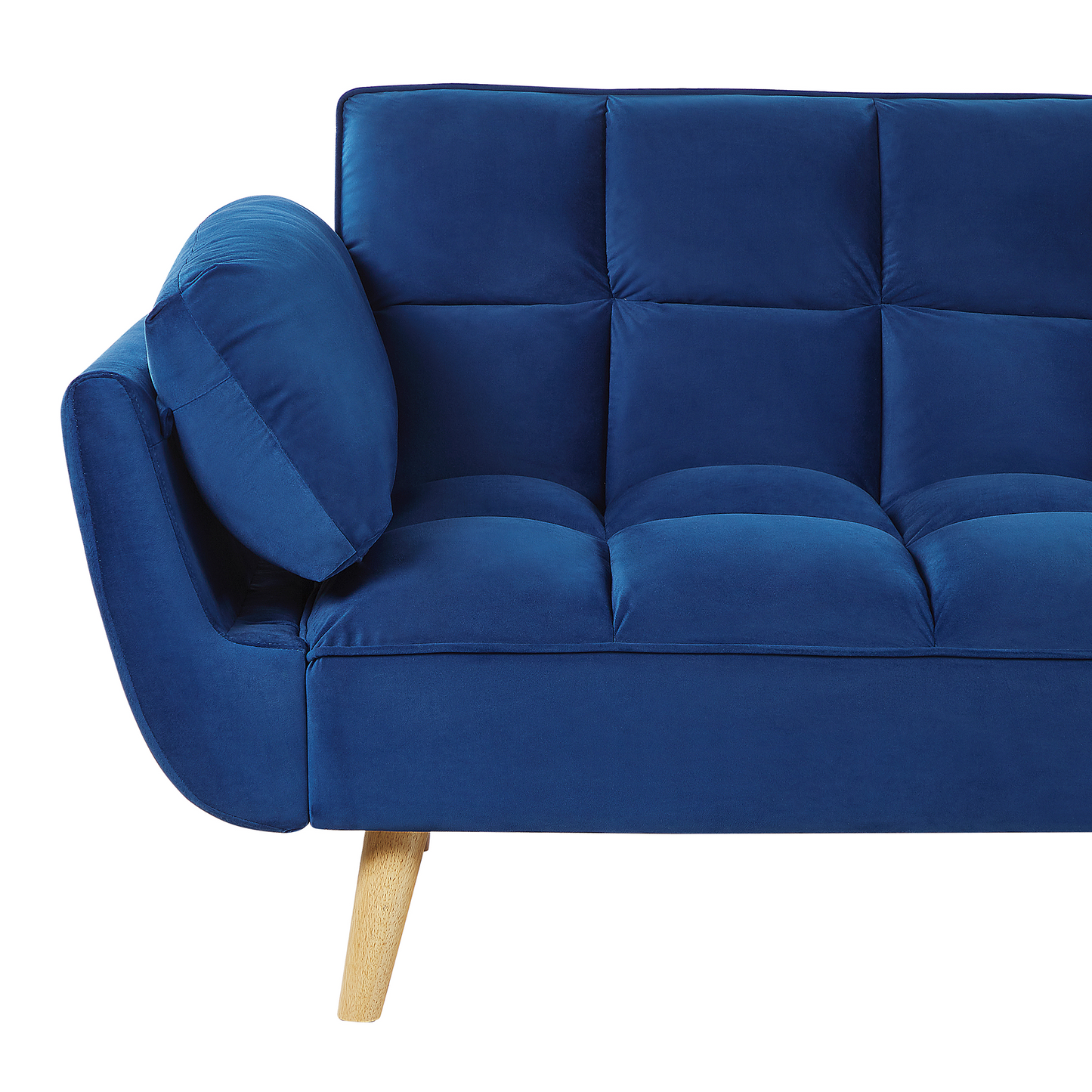 Sofa Bed Navy Velvet 3 Seater With Wooden Legs