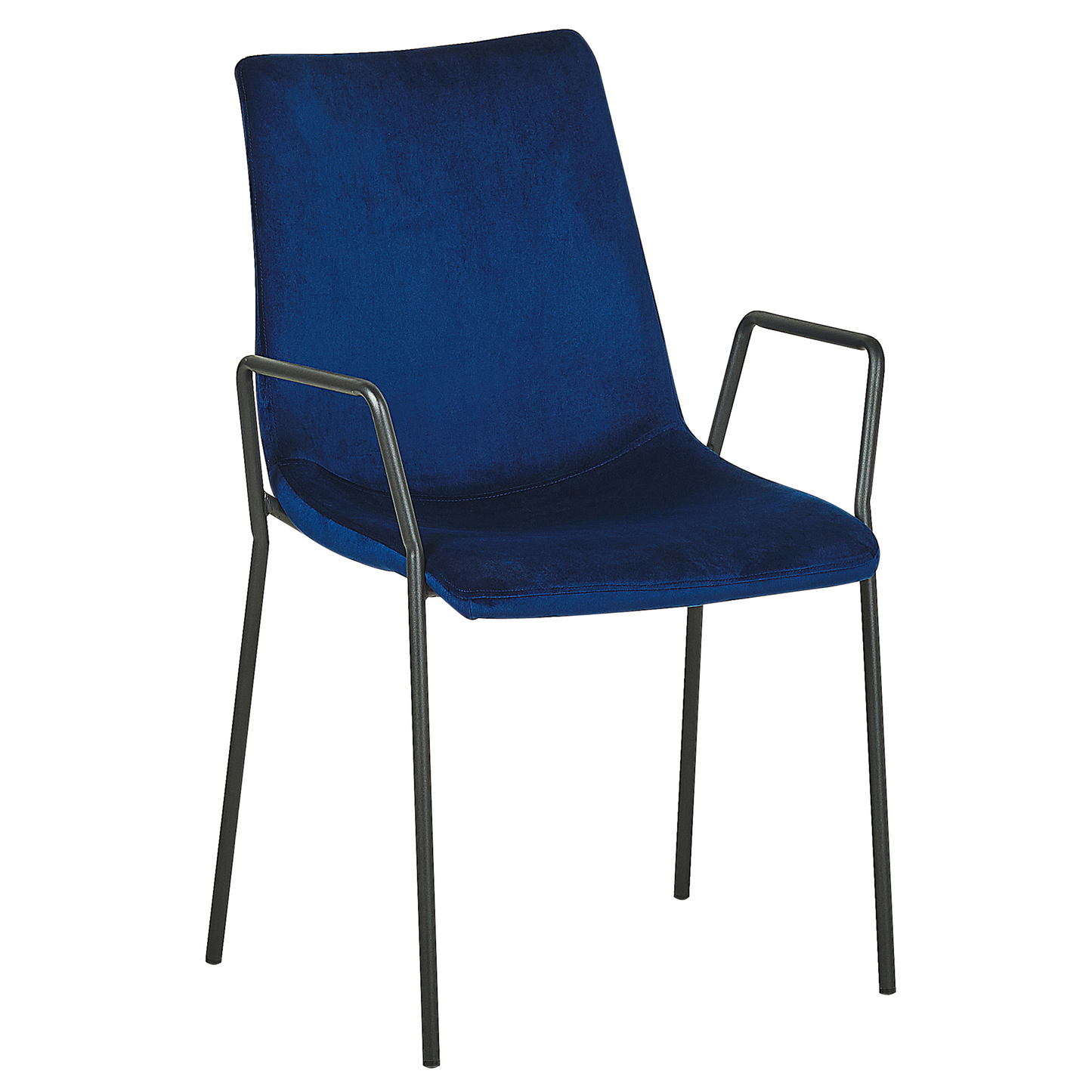 Velvet Dining Chairs Set Of 2 Dark Blue With Armrests Stackable