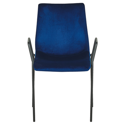Velvet Dining Chairs Set Of 2 Dark Blue With Armrests Stackable