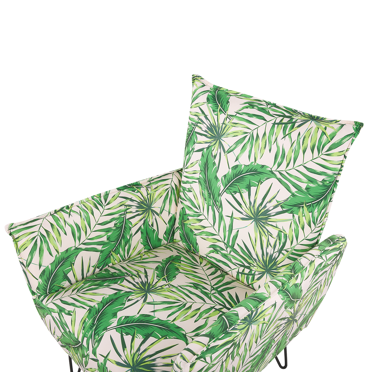 Leaf Loom Armchair White Green Leaf Fabric With Hairpin Legs
