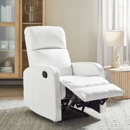 Recliner Chair White Faux Leather with USB Port and Footrest