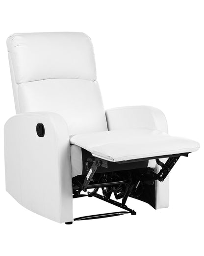 Recliner Chair White Faux Leather with USB Port and Footrest