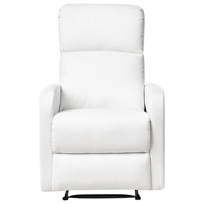 Recliner Chair White Faux Leather with USB Port and Footrest
