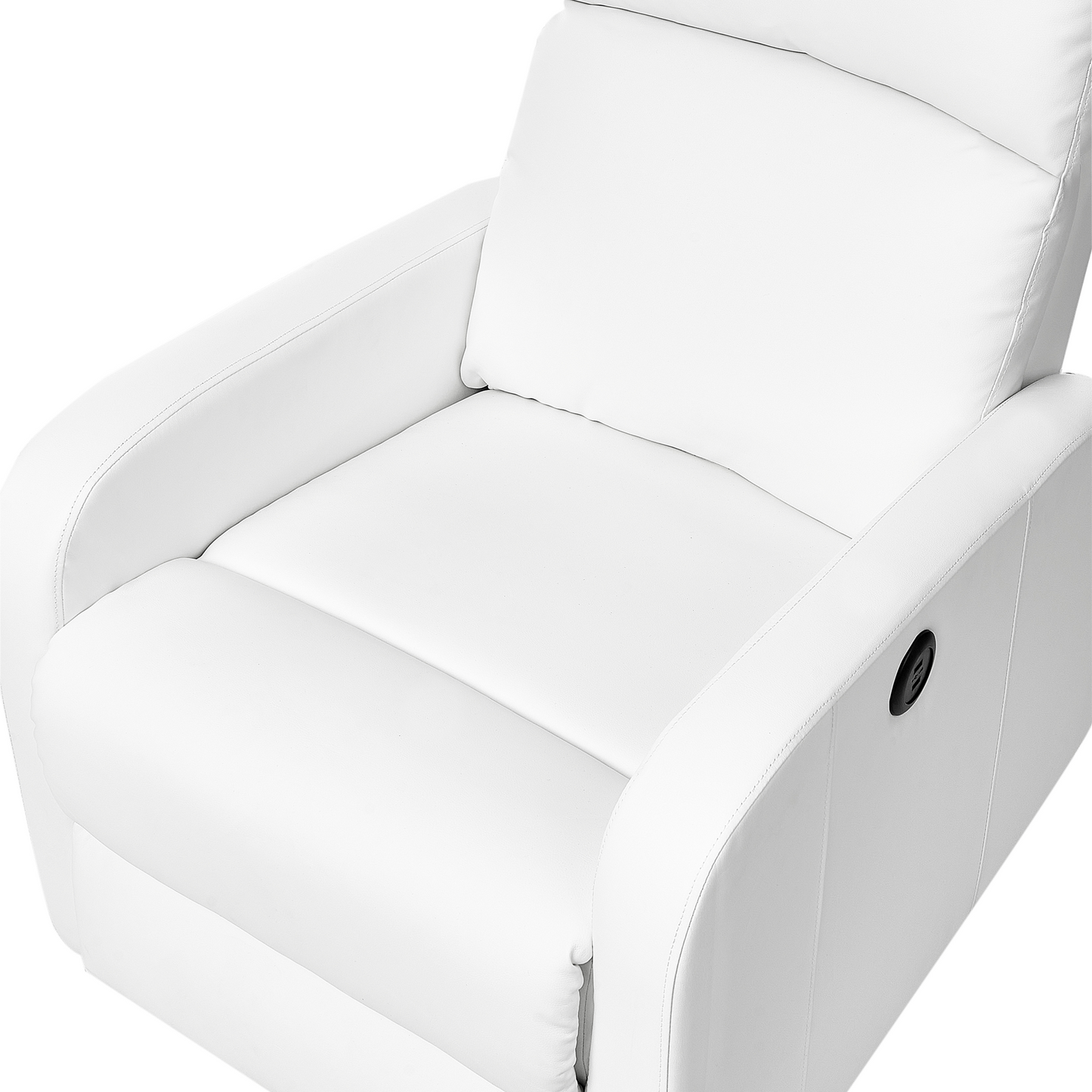Recliner Chair White Faux Leather with USB Port and Footrest