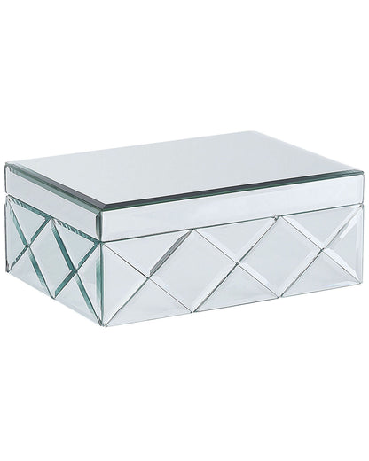 Modern Glam Jewellery Box Silver Glass Mirrored Storage 25 x 18 x 11cm