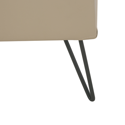 Bedside Table Beige Faux Leather With Hairpin Legs 56cm