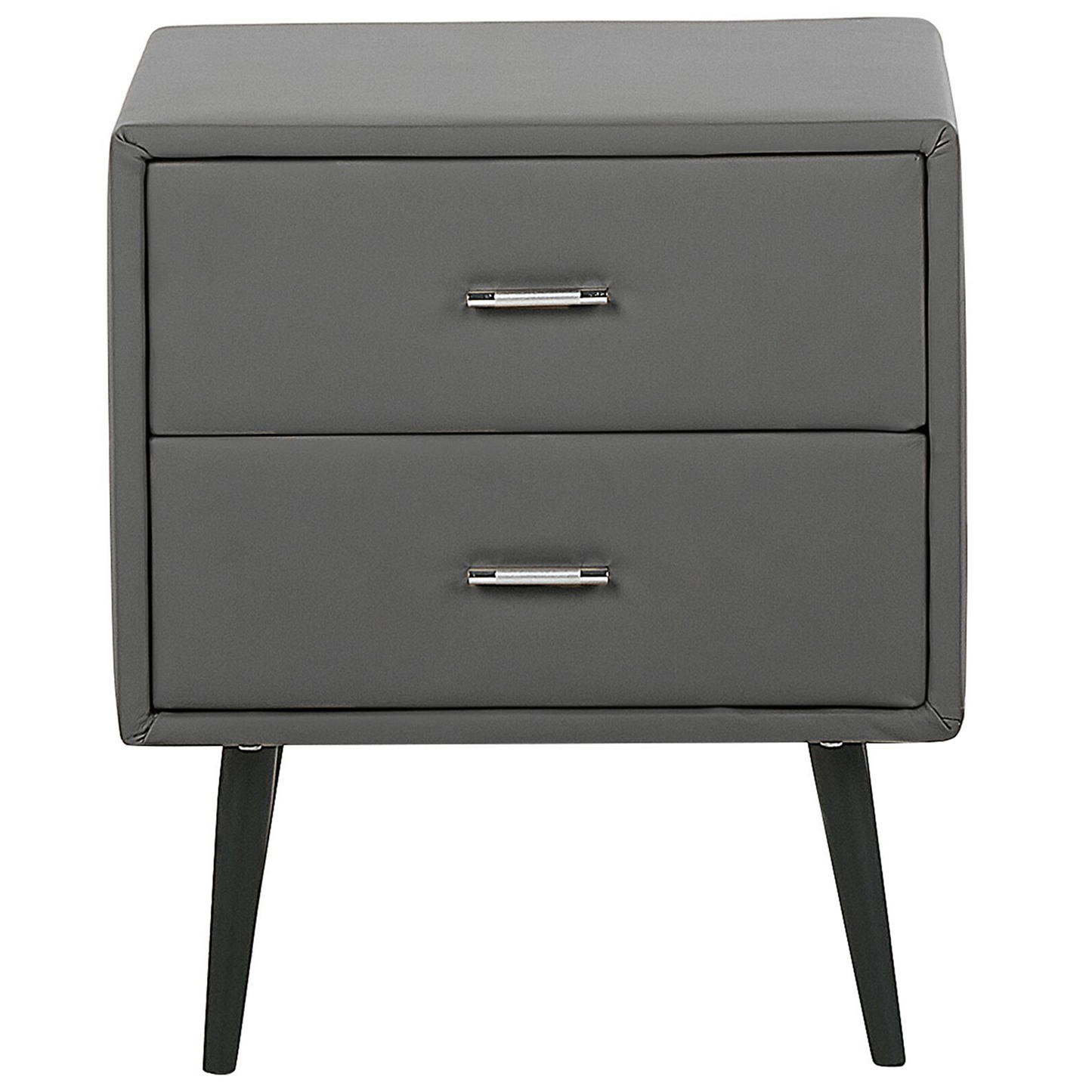 Bedside Table Grey Faux Leather 2 Drawer Nightstand