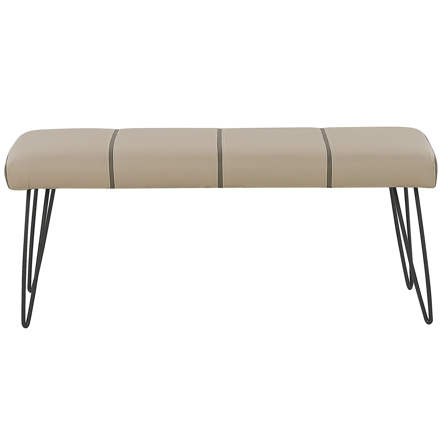 Beige Faux Leather Bedroom Bench With Metal Legs