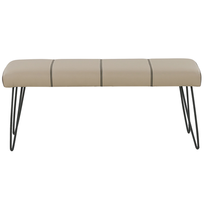 Beige Faux Leather Bedroom Bench With Metal Legs