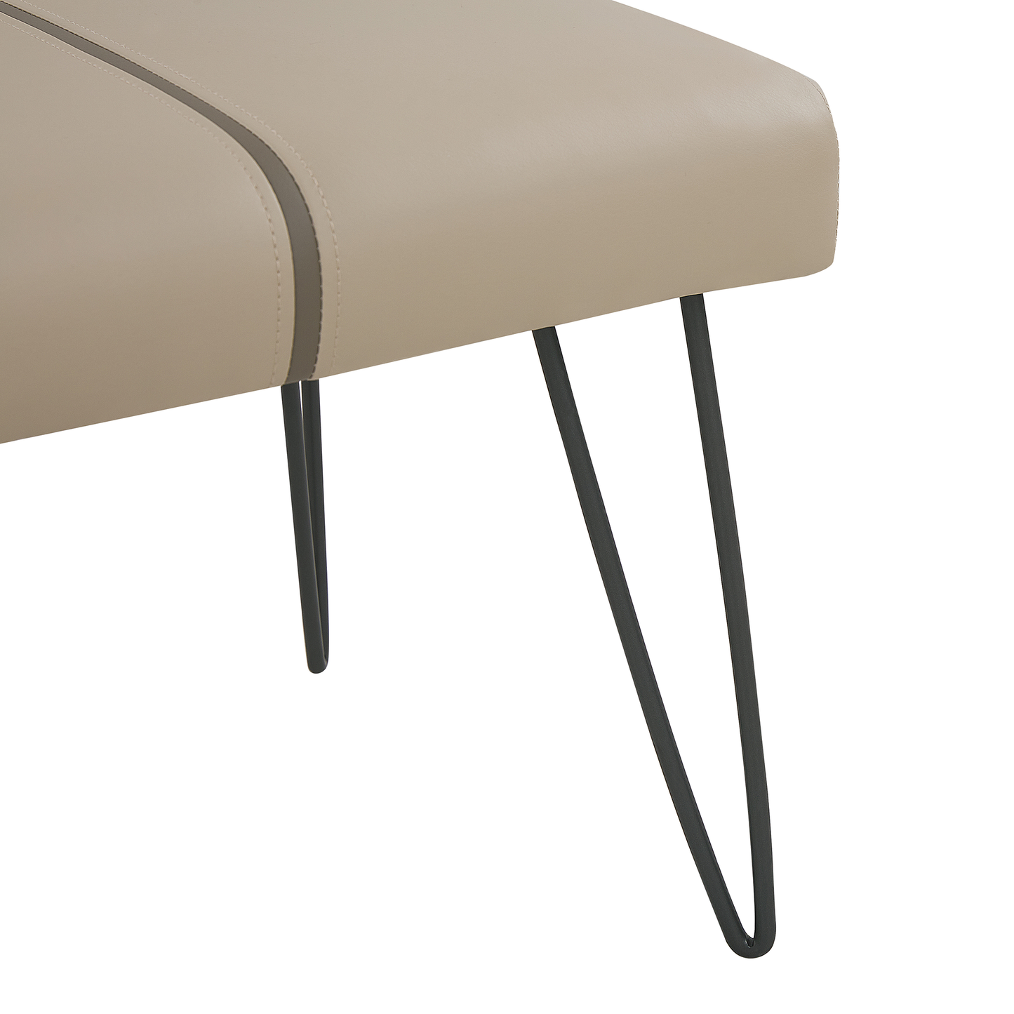 Beige Faux Leather Bedroom Bench With Metal Legs