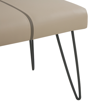 Beige Faux Leather Bedroom Bench With Metal Legs